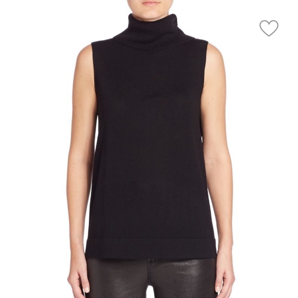 BCBGMaxAzria Kalis Black Cowl Neck Turtleneck Sleeveless Knit Open Back Sweater - Picture 2 of 10